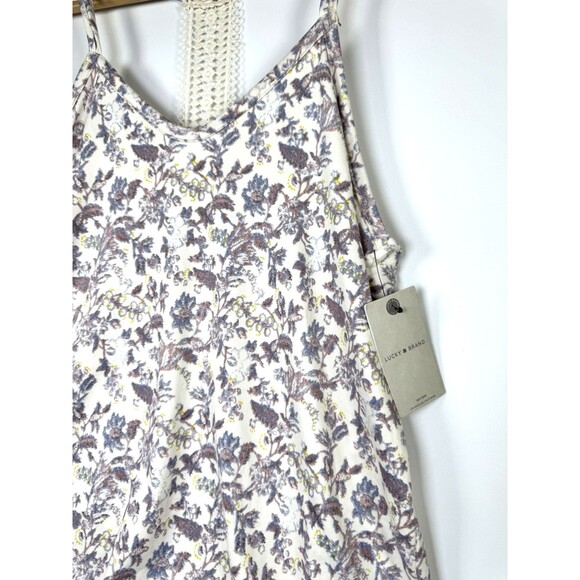 Lucky Brand Tank Top Womens Small Cream Floral Lace Racerback Boho Casual - Picture 3 of 12